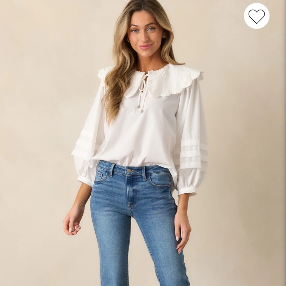 Brand new with tags WALK WITH ME IVORY FLORAL EMBROIDERED BLOUSE
